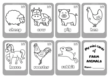 Farm Animals 2 Mini Cards Coloring